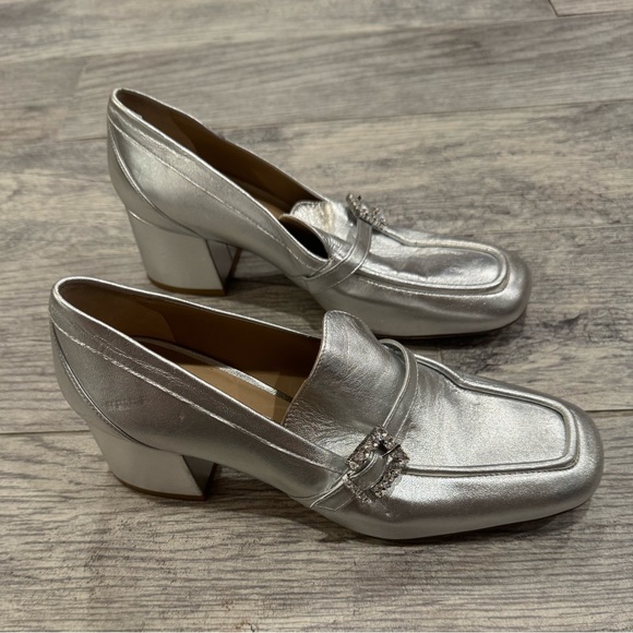 Stuart Weitzman silver crystal buckle heels - Picture 3 of 8